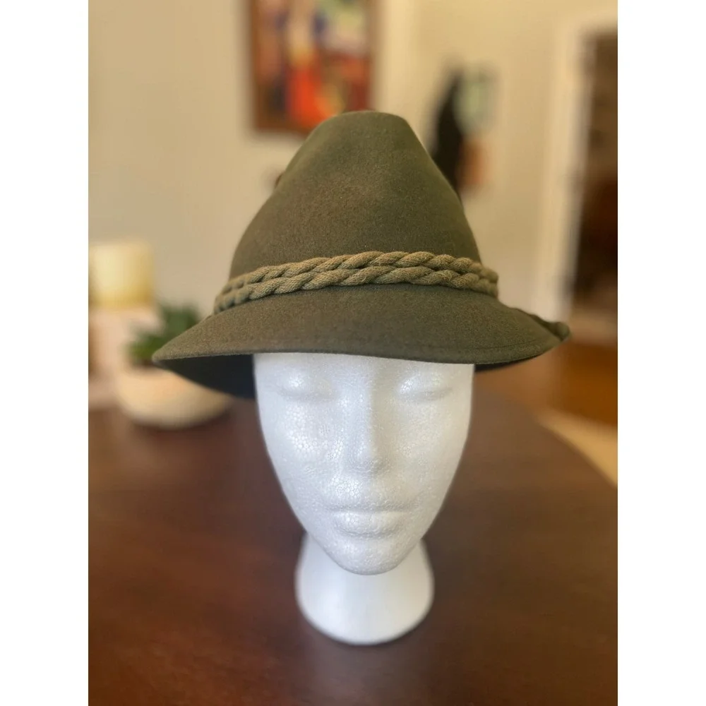 Saxon Tonak Alpine Hat Mens 58 Green Excellent Wool Felt Tyrolean Oktoberfest